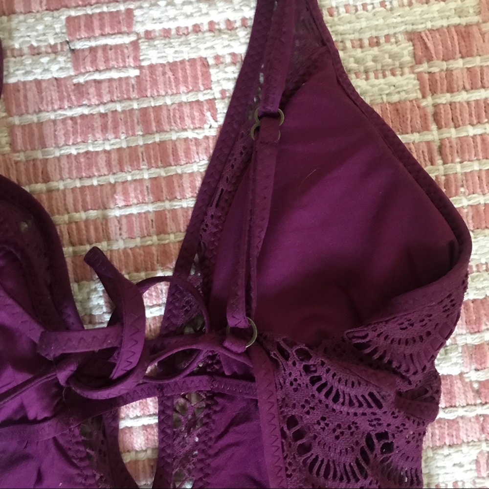 NWT Becca One Piece Purple Crochet Swimsuit M - Picture 8 of 8